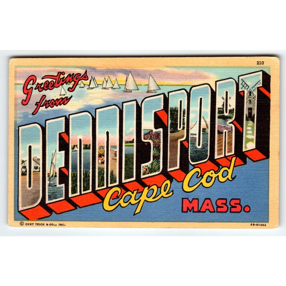 Vintage 1942 “Greetings from Dennisport, Cape Cod, Mass.” Postcard – 1940's